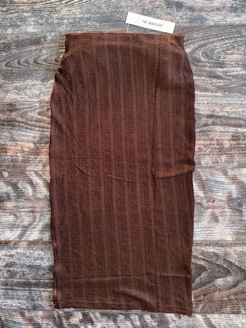 The Work Shop Ribbed Knit Midi Skirt - Mocha